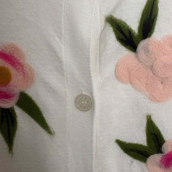 AAEDA Floral Appliqué Cardigan  with Pink Roses - Picture 5 of 8